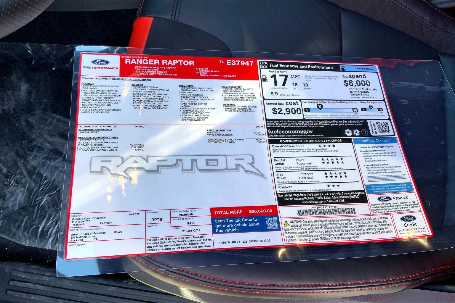 New 2026 Ford Ranger Raptor® Supercrew® in Rockwall #TLE37947